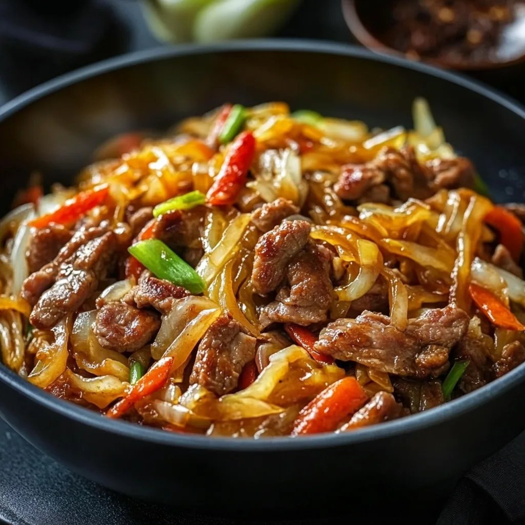 Herzhafter Rindfleisch- und Kohl-Wok