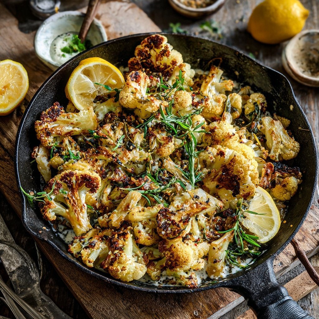 Blumenkohl Pfanne Mit Zitronen Joghurt