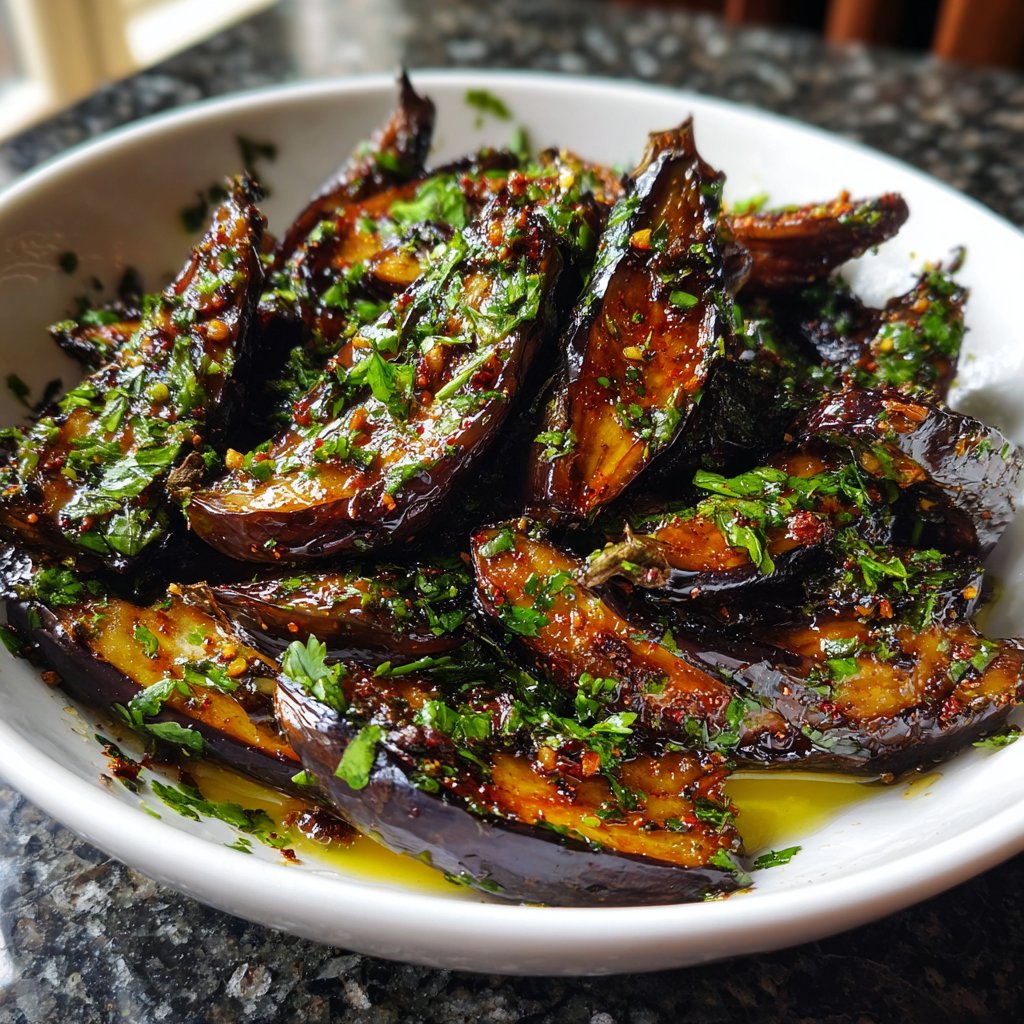 Auberginen aus der Pfanne mit Kräutern