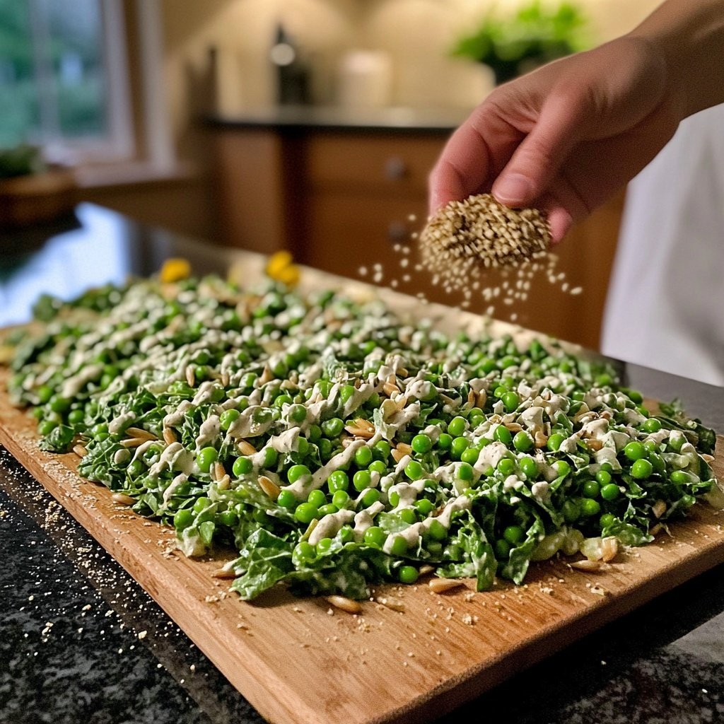 Brokkoli-, Grünkohl- und Erbsensalat