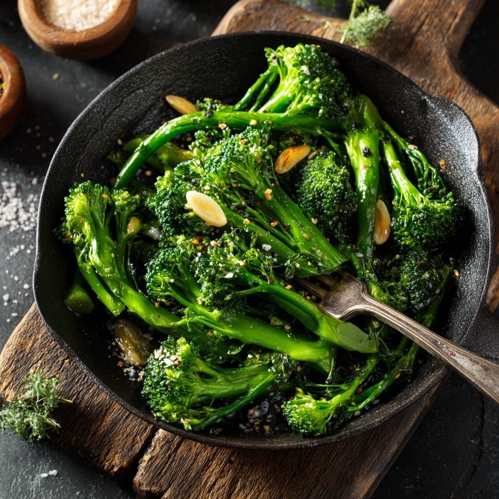 Brokkoli Pfanne Mit Knoblauch Öl